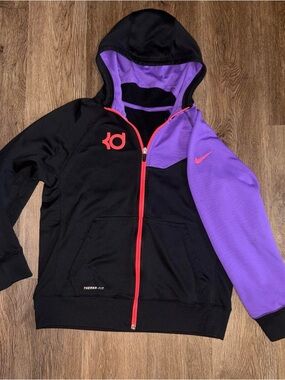 Nike Black Hoodie with Purple Sleeve and Pink Accents